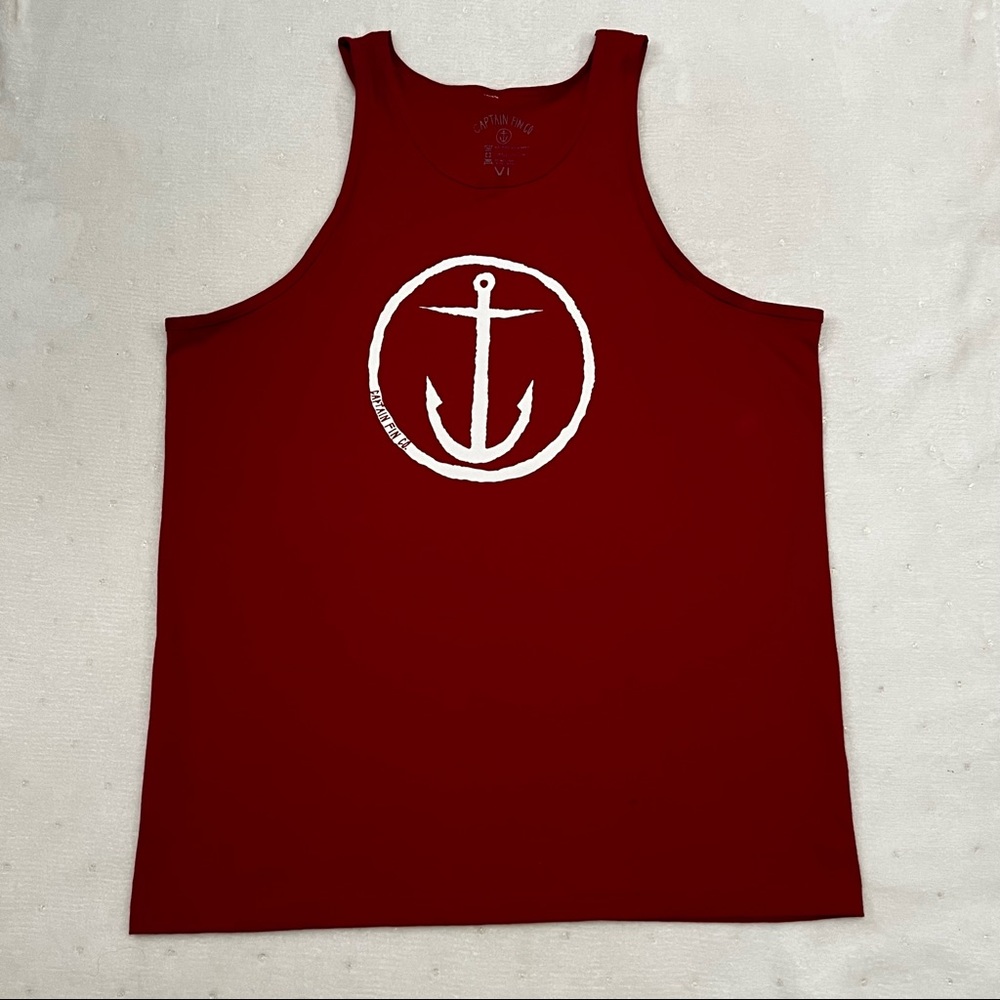 Captain Fin Co Red Anchor Logo Tank Top Surf Skate